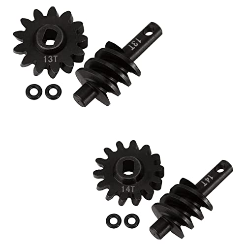 Hduacuge Gear Overdrive Worm Differential 13T 14T Steel Gear für Axial SCX24 C10 JLU 1/24 RC Track Vehicle, 2 Stück von Hduacuge