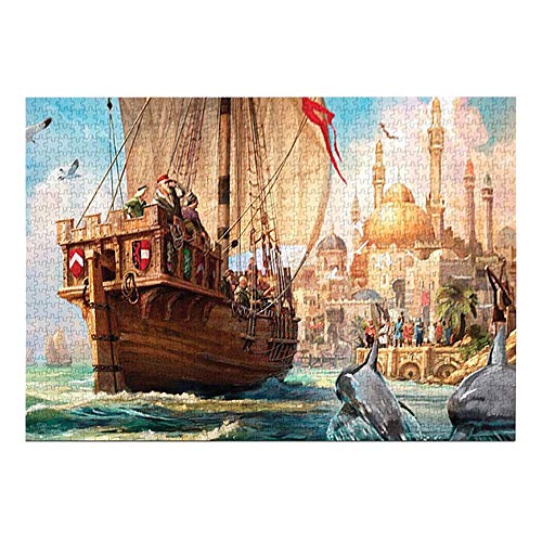 Hduacuge Puzzles für Segelboot, Landschaft, 1000 Teile, für Erwachsene und Kinder, jedes Stück ist einzigartig, die Teile passen perfekt zusammen von Hduacuge