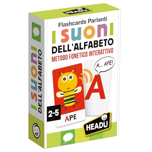 HEADU - Flashcards sprechen die Geräusche des Alphabets, mit interaktiver phonetischer Methode, EIN Lernspiel für Kinder von 2 bis 4 Jahren, hergestellt in Italien von Headu