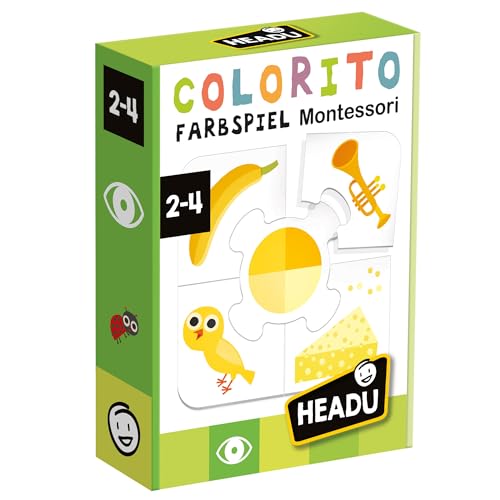 Headu „Colorito - Farbspiel Montessori - Erkenne die Farben und ordne sie zu!“: Lernspiel für Kinder im Alter von 2 bis 4 Jahren, deutsche Version (DE58981) von Headu