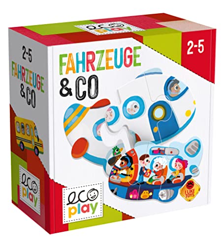 Headu „Fahrzeuge & Co. – 8 doppelseitige Puzzles!“: Lernspiel für Kinder im Alter von 2 bis 5 Jahren, deutsche Version (DE52545) von Headu