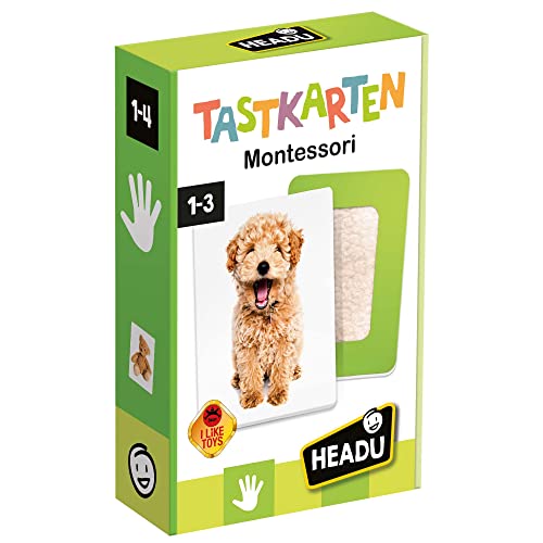 Headu „Tastkarten Montessori – Beobachten, berühren und fühlen!“: Lernspiel für Kinder im Alter von 1 bis 4 Jahren, deutsche Version (DE52460) von Headu