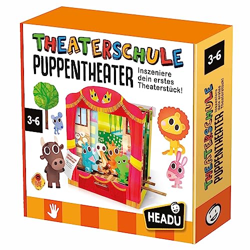 Headu „Theaterschule Puppentheater – Inszeniere Dein erstes Theaterstück!“: Lernspiel für Kinder im Alter von 3 bis 6 Jahren, deutsche Version (DE56314), Orange von Headu