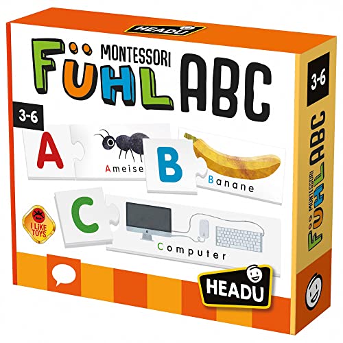 Headu DE23257 Fühl-ABC Lernspiel Montessori, orange von Headu