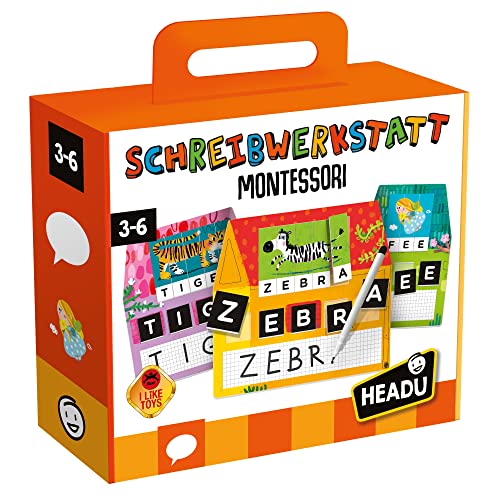 Headu DE52484 Schreibwerkstatt Lernspiel Montessori, orange von Headu