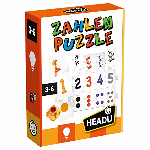 Headu DE52521 Zahlenpuzzle Lernspiel Montessori, orange von Headu