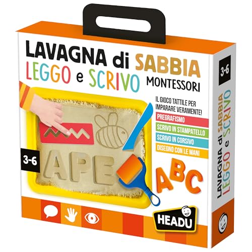 Headu IT22403 Leggo e Scrivo Montessori Lernspiel Sandtafel, Mehrfarbig, M von Headu