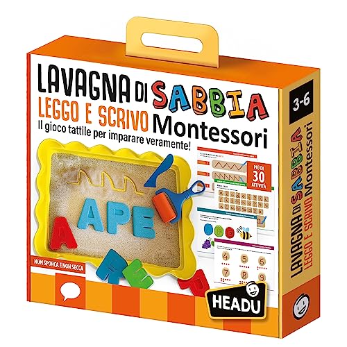 Headu IT22403 Leggo e Scrivo Montessori Lernspiel Sandtafel, Mehrfarbig, M von Headu