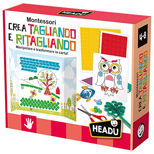 Headu IT22939 Crea Tagliando e Ritagliando Montessori Schneidet und Schneiden, Mehrfarbig von Headu