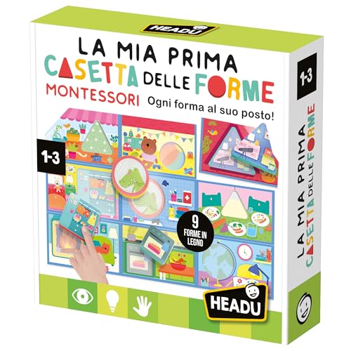 Headu Mein erstes Haus der Formen Montessori Jede Form an seinem Platz It57151 Lernspiel für Kinder von 1-3 Jahren, hergestellt in Italien von Headu