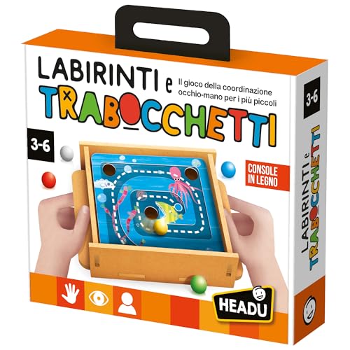 Headu - Labyrinthe und Trabocchetti, Lernspiel 3-6 Jahre, Mehrfarbig, IT53566 von Headu