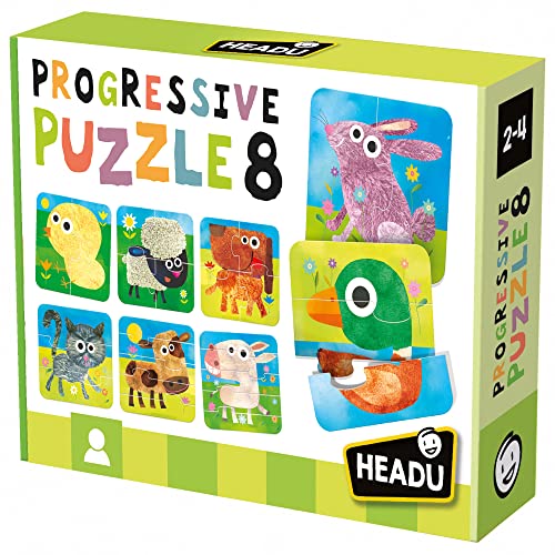 HEADU Progressives Puzzle 8, Lernspiele und Puzzles, Alter 2-5 Jahre von Headu