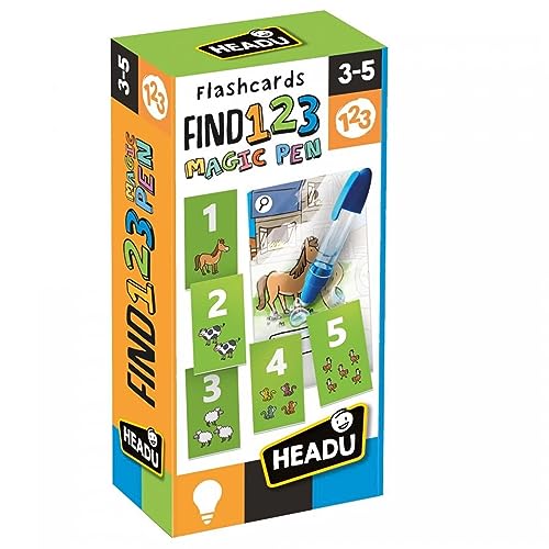 Headu MU27835 Flashcards Find 123 Magic Pen Kinderspiel zum Zählen Lernen. Lernspiel empfohlen für Jungen und Mädchen im Alter von 3 bis 5 Jahren, Mehrfarbig von Headu