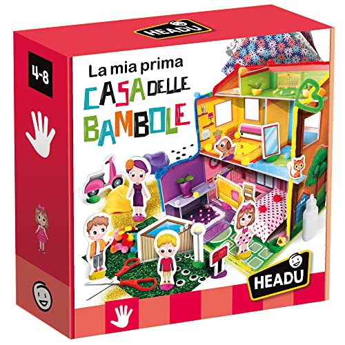 Headu Mein erstes Puppenhaus schafft und dekoriert mit verschiedenen Materialien It53863 Spiel Kunst & Handwerk für Kinder von 4-8 Jahren, Made in Italy von Headu