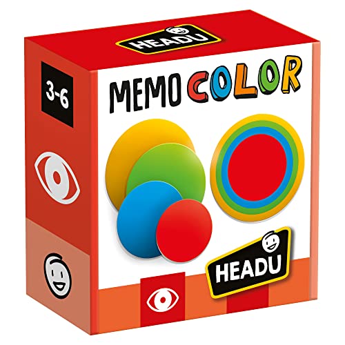 Headu Memo Color Das visuelle Gedächtnisspiel Mu51289 Lernspiel für Kinder 3-6 Jahre, Made in Italy von Headu