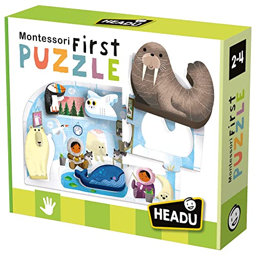 Headu MU24711 My Tier Montessori First Puzzle The Pole, Mehrfarbig, Large von Headu