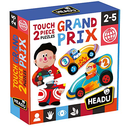 Headu Touch 2 Pieces Grand Prix Kinderauto Puzzle (MU24902), Mehrfarbig von Headu