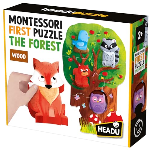 Headu IT20133 Montessori My First Puzzle The Forest Lernspiel, Mehrfarbig, Large von Headu