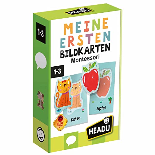 „Meine ersten Bildkarten Montessori – Fördert die Selbständigkeit und die persönliche Entwicklung“: Lernspiel für Kinder im Alter von 1 bis 3 Jahren, deutsche Version (DE23264) von Headu