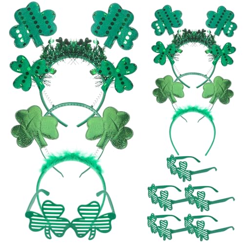 Healeved 1 Satz Brillen-Stirnband-Set Gläser st. Patricks Day Stirnbänder st. Patricks Day Gastgeschenke Kleeblatt Zubehör Party-Brillengestelle st. Patrick's Day Party Brille Plastik Green von Healeved