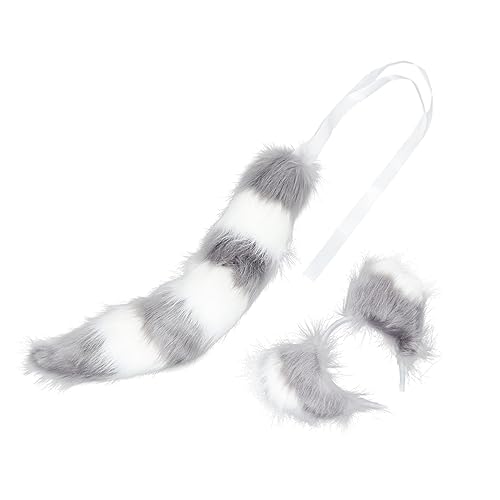 Healeved 1 Satz Fuchsohr Stirnband pelzige Maske Plüschschwanz und Ohren Fuchsmaske Wolfsmaske Hund tierkostüme tierohren haarreif Haarband deko modisches Haar-Accessoire Cosplay-Kostüm-Kit von Healeved