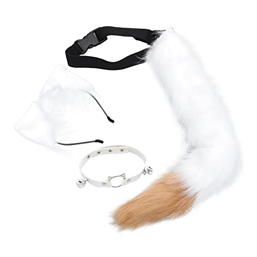 Healeved 1 Satz Wolfs Ohren Stirnband Hörner Stirnband Halloween-tierkostüm Katze Fuchsohren Stirnband Plüschschwanz Kostümzubehör Cosplay-tier-stirnband Glockenkragen Nachahmung Fuchspelz von Healeved