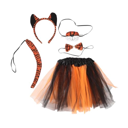 Healeved 1 Set Kinder Performance Kleidung Kostüme Für Halloween Cosplay Zubehör Halloween Zubehör Halloween Stirnband Kostüm Für Kinder Halloween Tigerohr Stirnband Tutu Rock von Healeved