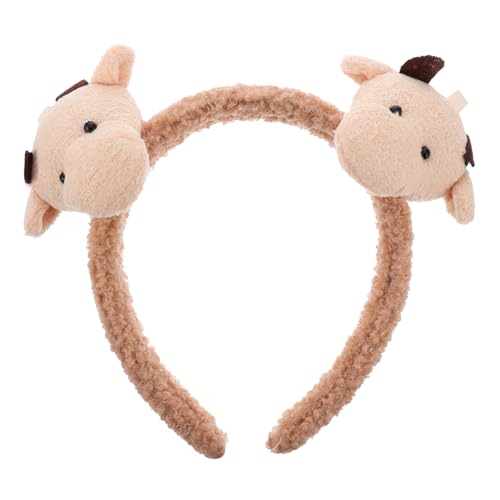 Healeved 1 Stk Stirnband aus Kalbshorn Tierkopfbedeckung jahr des ochsen haarband Kuh Kostüm Haarband haarreif halloween haarreifen halloween schönes Haarband Cartoon-Haarband Flanell Beige von Healeved