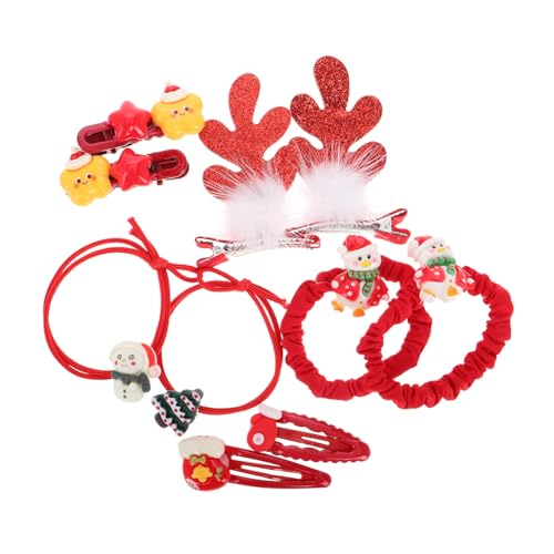 Healeved 10 Stück Geweih Stirnband Hirsch Ohrclips Feiertags Haarspange Weihnachts Haarspange Weihnachts Haargummis Weihnachtsbaum Haargummis Feiertags Party Haargummis Rentier von Healeved