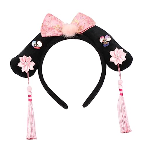 Healeved 1Stk Gege Kinderstirnband Quaste Haarnadel Stirnbänder zum Geburtstag für Mädchen die chinesen geburtstagseinladungen Haarband Kopfschmuck für Kinder Quasten-Kopfbedeckung Rosa von Healeved