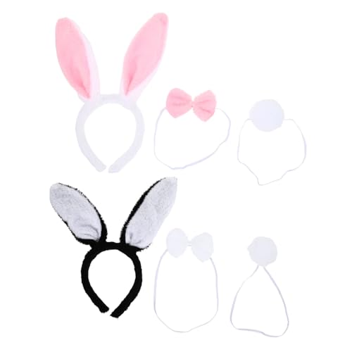 Healeved 2 Sätze Hasenohren gesetzt Party-Kopfschmuck Party-Frisuren Tier-Stirnband Bunny Ohren Haarband Hasenohren Set für haarschmuck Haarreifen haar tragen Stoff von Healeved