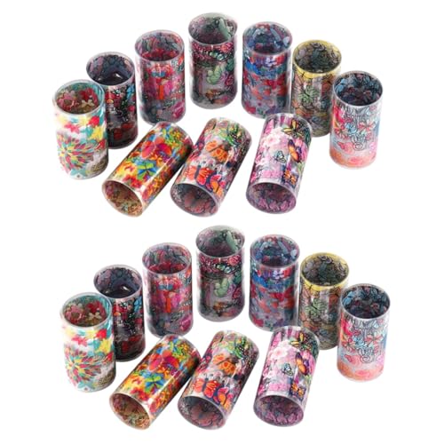 Healeved 2 Sätze Maniküre-Aufkleber Nagelfolie Nagel Übertragen Nageltattoos Nagel-Transfer-Aufkleber Nail Decoration Nageldesign Nagelaufkleber Nail-Art-Aufkleber Colorful 10 Rollen*2 von Healeved