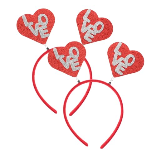 Healeved 2 Stk Stirnband zum Valentinstag Valentinstag-Headbopper liebe herz haarband lustige kopfbedeckung party haarreif Stirnband für Frauen dekoratives Stirnband Filzgagrit rot von Healeved