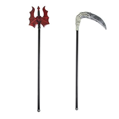 Healeved 2Pcs Halloween Teufel Kostüm Fake Pitch Fork Plastic Evils Demon Prop Halloween Kostüm Pitchfork von Healeved