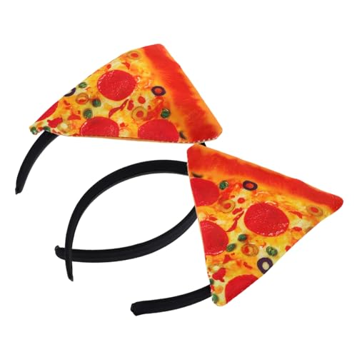 Healeved 2St Imitiertes Pizza-Stirnband Haarschmuck Pizza Kostümpizza Cosplay Haarband Pizza Haarschmuck hochzeit haarschmuck Stirnband durchführen darstellende Stütze Haarzubehör Polyester von Healeved