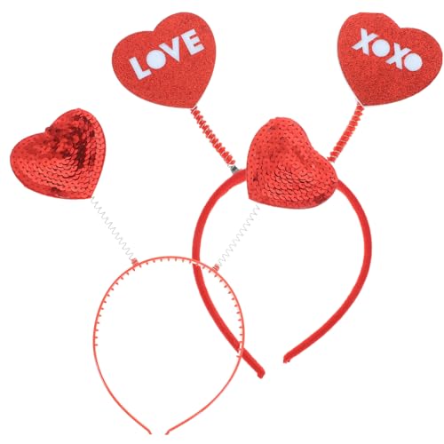 Healeved 2St liebe Stirnband Valentinstag Haarband Turban-Stirnband für valentinstag valentinsgeschenk stutzenhalter zarter Herz-Haarreifen Haarband Requisiten Stoff rot von Healeved