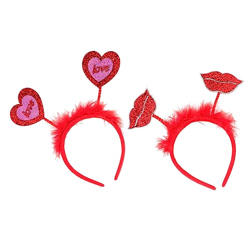 Healeved 2St liebe Stirnband Valentinstag Haarband valentinstag rotes herz headbopper haarschmuck haircharm stutzenhalter Hochzeitsdekoration einzigartiger Kopfschmuck Party-Haar-Accessoire von Healeved