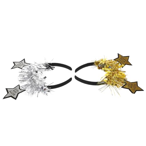 Healeved 2St neujahr kopfschmuck Papierhandband für das neue Jahr Partyzubehör für das neue Jahr weihnachtskopfschmuck weihnachts stirnband Pailletten-Bopper-Stirnband Star Bopper Stirnband von Healeved