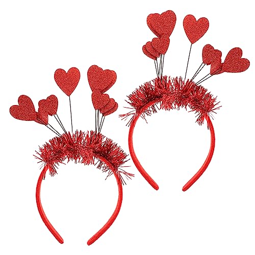 Healeved 2St valentinstag kopfbedeckungen Valentine's Day Haarschmuck Liebevolle Kopfbedeckung für Valentinstag Paillette Valentins-Stirnbänder kopfschmuck Haarband Stirnbandverzierung rot von Healeved