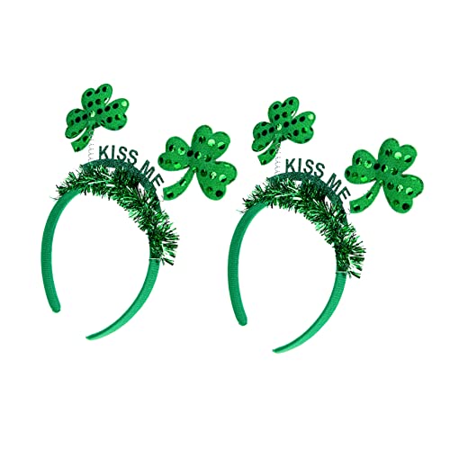 Healeved 2st Irisches Stirnband St. Patricks Day Kopfschmuck Plüsch Grünes Stirnband Kopfbedeckung St. Patricks Day Haarband St Patricks Day Kopfschmuck Kleeblatt Stirnbänder Grüßer Green von Healeved