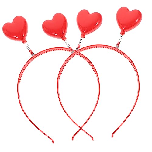 Healeved 2st Liebe Stirnband Party-kopfschmuck Haarreifen Halloween-kleidung Valentinstag Party Kopfschmuck Valentinstag Herz Stirnbänder Süße Accessoires Herz Tiara Stirnband Rot Plastik von Healeved