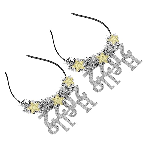 Healeved 2st Stirnband Für Silvester Diadem-stirnband Des Neuen Jahres 2022 Goldenes Stirnband Stirnbänder Für Das Neue Jahr Party-haar-dekore 2022 Briefkopfschmuck Filzstoff Silver von Healeved