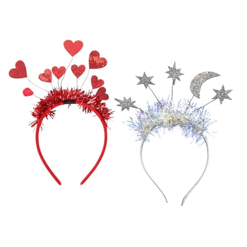 Healeved 2st Valentinstag Stirnband Valentinstag-kostüm-stirnband Valentinstag Party Haarband Zartes Herz-design-haarband Verlobungs-stirnband Festival-haar-accessoire Grüße Leder von Healeved