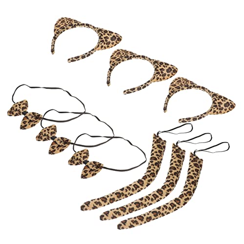 Healeved 3 Sätze Kleidungsset mit Leopardenmuster Katzenhalsband Leopard verkleiden sich kleidung kinderkostüme Haarband mit Katzenohren für Damen Rollenspiel-Katzenohren-Haarband von Healeved