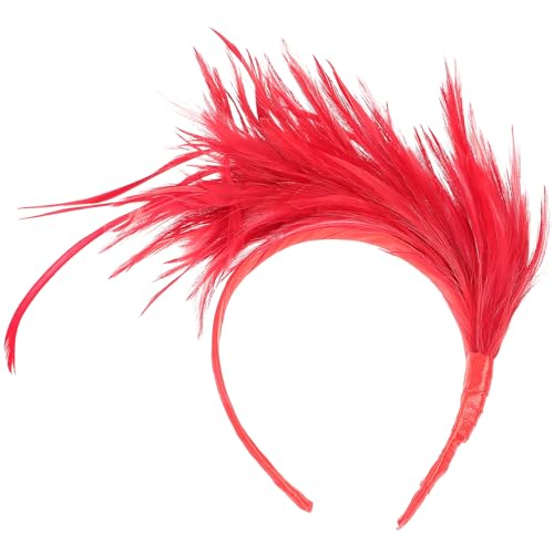 Healeved 3St Federkopfschmuck wedding hair accessories hochzeits haarschmuck Performance-Haarband Haarschmuck für Frauen Abschlussball Haargummi Pelz Stirnband Kopfschmuck für die Party rot von Healeved