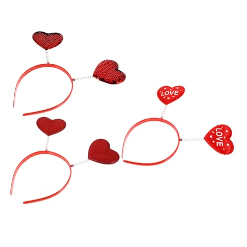 Healeved 3St Liebe Pailletten Stirnband Männer Kopfschmuck Haarreifen Valentinstag Herz Stirnband faschingshaarreife faschings haarreif Haarband Haarschmuck Herzförmiges Stirnband Stoff rot von Healeved