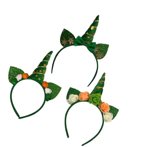 Healeved 3St Party liefert Kopfschmuck fasching haarschmuck faschings haarschmuck einhornparty st patricks day haarschmuck unicorn costume einhornkostuem Band Zubehör Haarklammer Haarreifen von Healeved