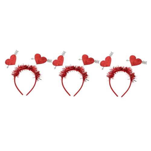 Healeved 3St valentinstag stirnband valwntinstagsgeschenk party zubehör Festival party hair ornament Haarschmuck rotes Zubehör Herz-Dekor einzigartiger Kopfschmuck zarter Kopfschmuck Grüßer von Healeved