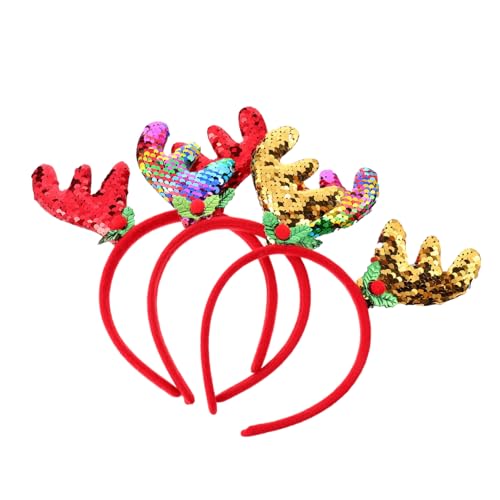 Healeved 3er Set Weihnachts Haarreifen Mit Glitzer Rote Goldene Und Bunte Rentiergeweih Haarbänder Für Festliche Anlässe Partys Und Feiertage Lustiges Haaraccessoire Für Erwachsene von Healeved