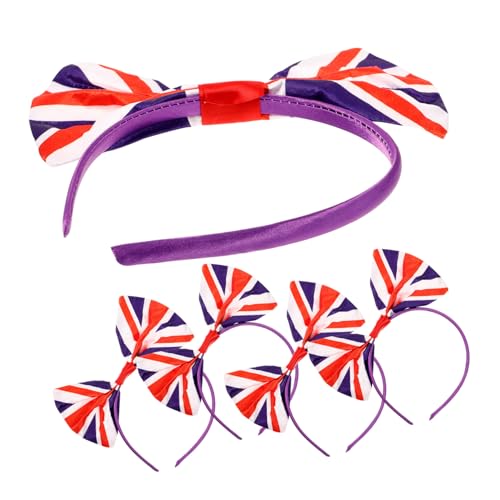 Healeved 5St Stirnband Fußballdekorationen Haar-Make-up-Stirnbänder Feierliche Haarreifen Krönung seidenband ribbon Kopfschmuck mit britischer Flagge Requisiten für Kopfbedeckungen Satin von Healeved